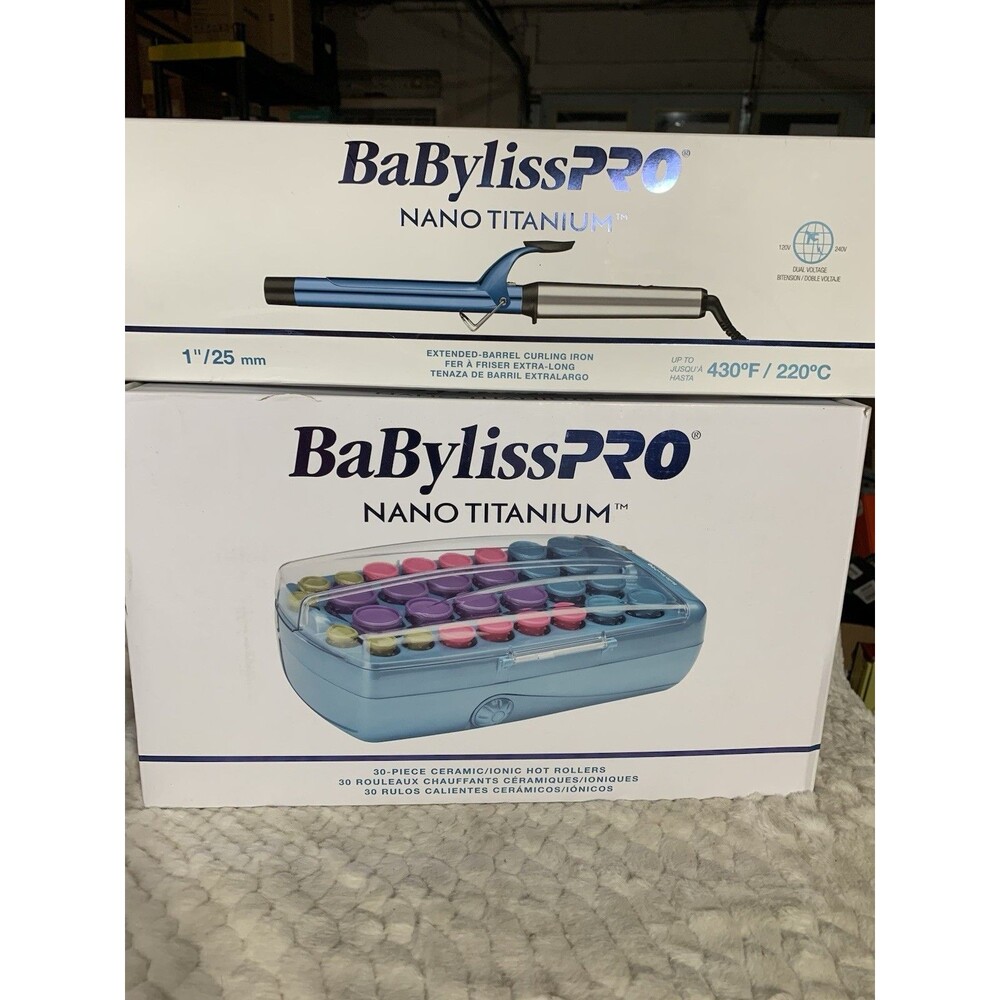 BaByliss PRO Hot Rollers For All Hair Lengths and 1"/25 mm Curling Iron Bundle